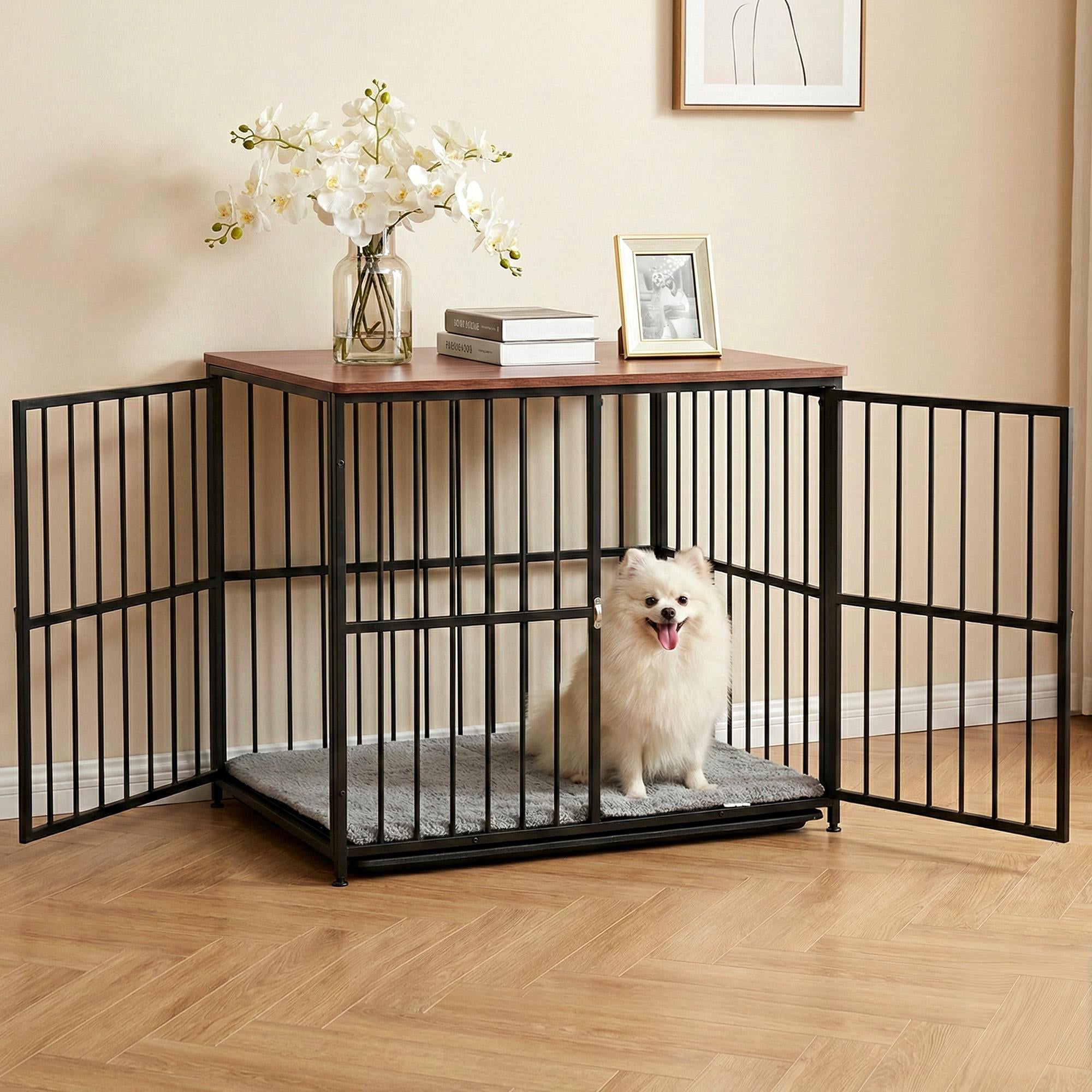 i.Pet Large Dog Crate Furniture 93cm Dog Cage Puppy Pet Wooden Black