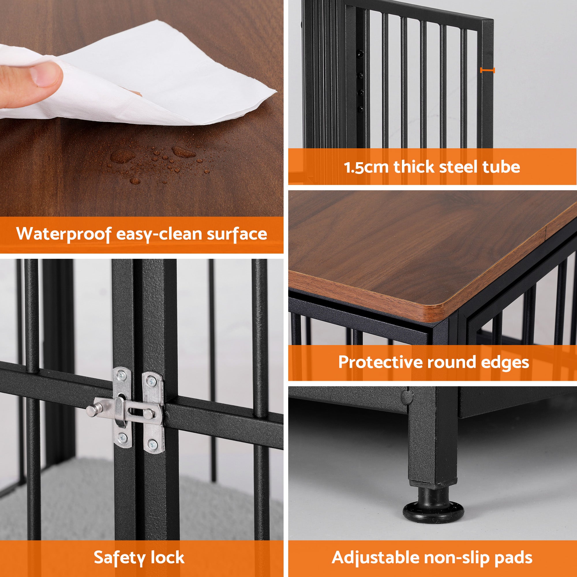 i.Pet Large Dog Crate Furniture 93cm Dog Cage Puppy Pet Wooden Black