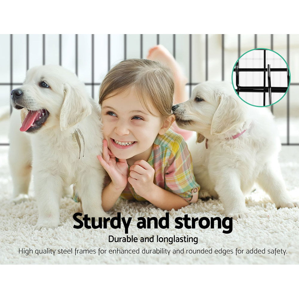 i.Pet 2x36" 8 Panel Dog Playpen Black Pet Fence Enclosure