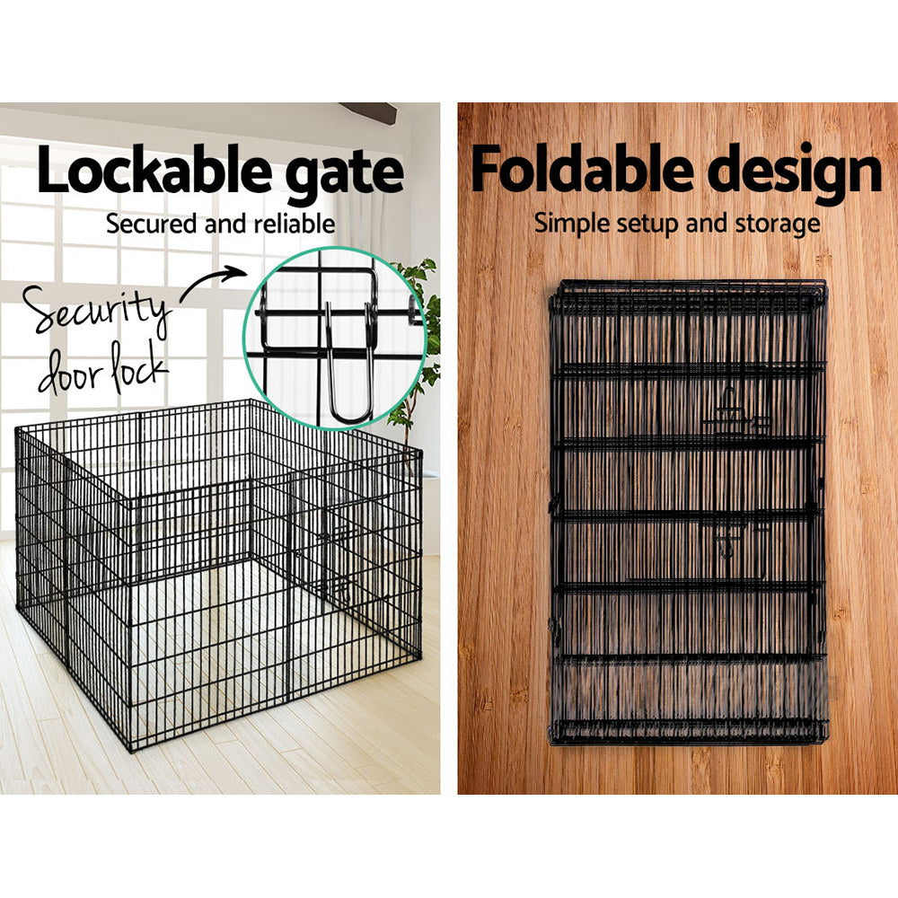 i.Pet 2x36" 8 Panel Dog Playpen Black Pet Fence Enclosure