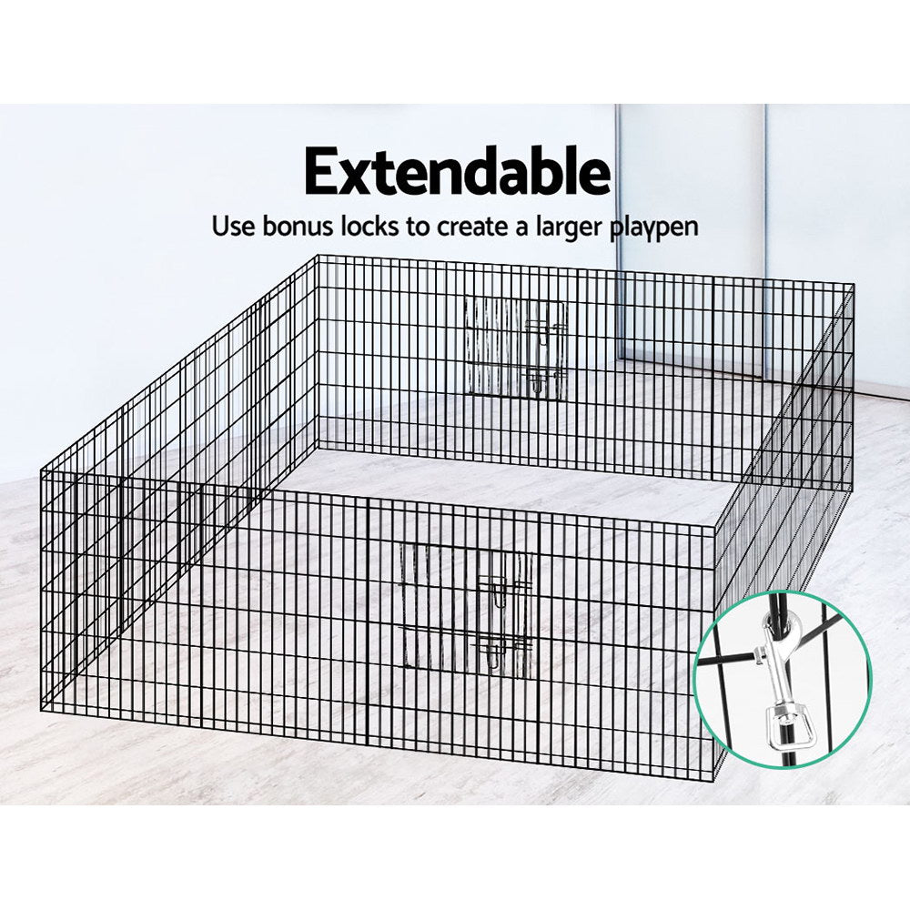 i.Pet 2x36" 8 Panel Dog Playpen Black Pet Fence Enclosure