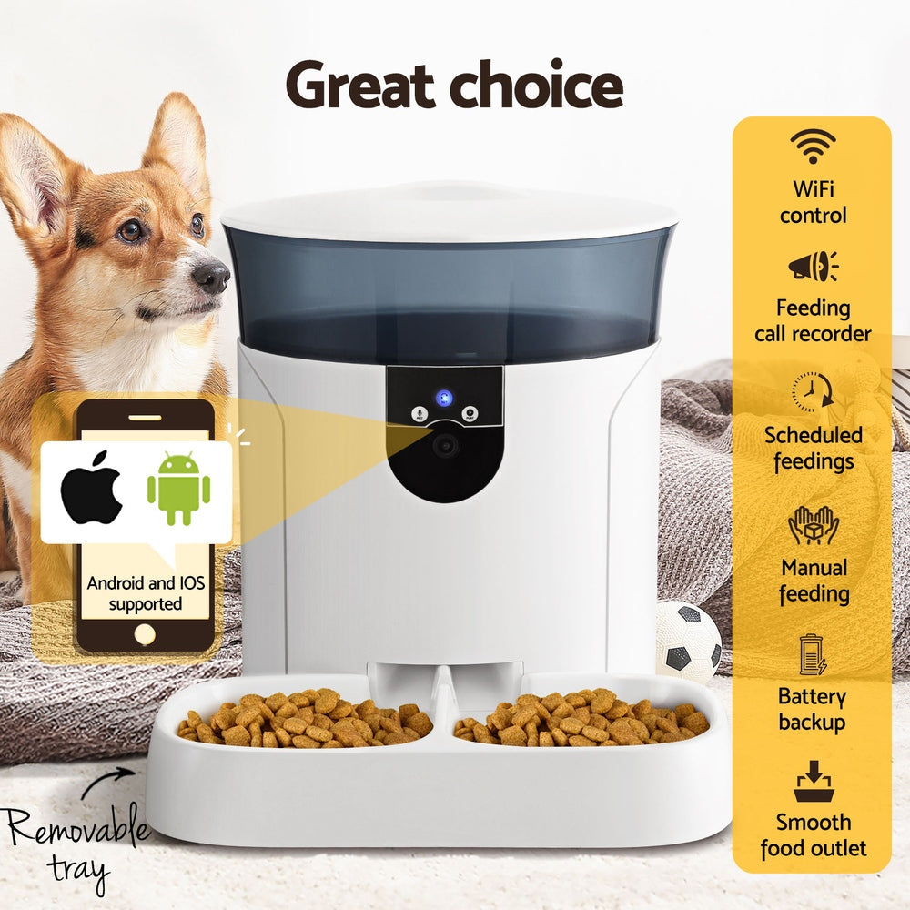 i.Pet Automatic Pet Feeder Dog Cat Camera Wifi Smart Food Dispenser Timer 7L APP