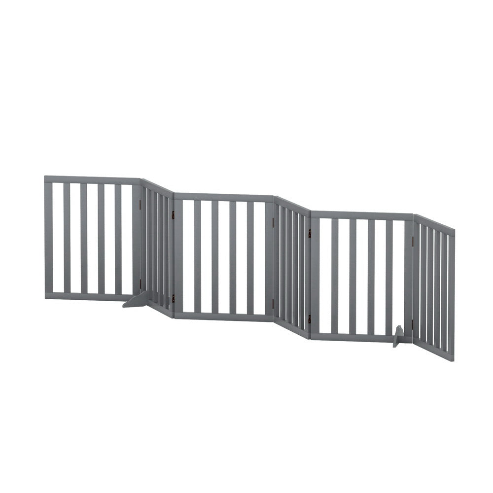 i.Pet 6-Panel Wooden Pet Playpen Enclosure Grey