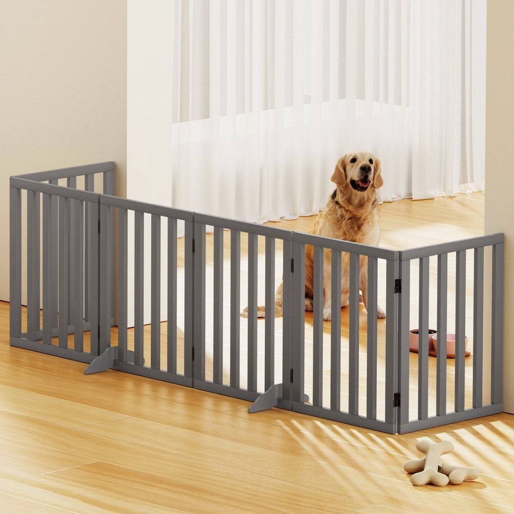 i.Pet 6-Panel Wooden Pet Playpen Enclosure Grey