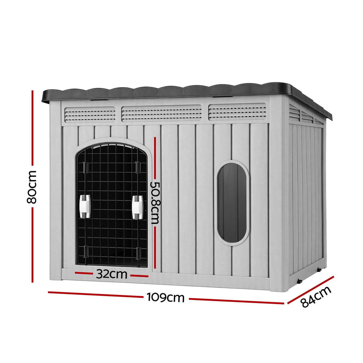 i.Pet Large Dog House Outdoor Pet Kennel 109cm Grey