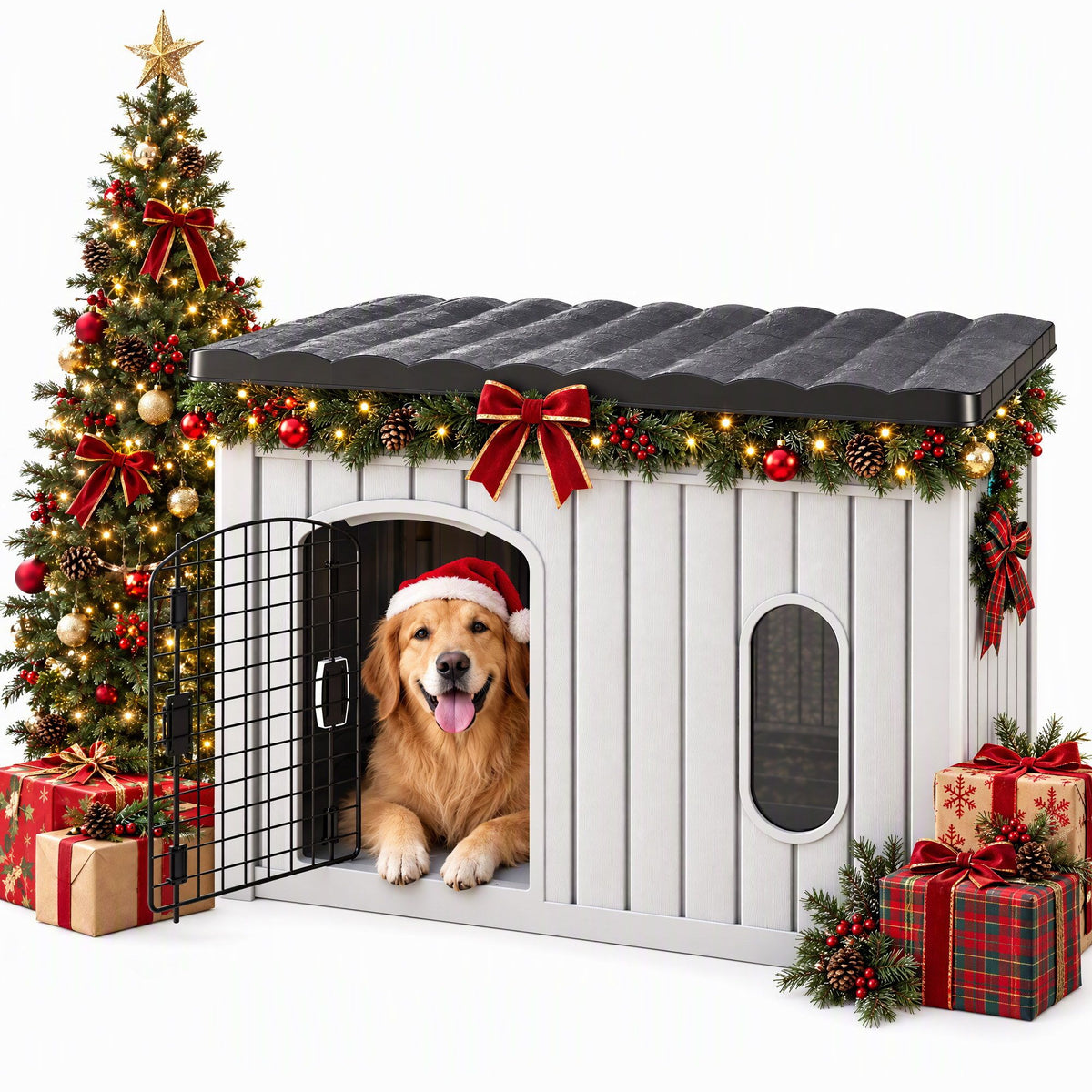i.Pet Large Dog House Outdoor Pet Kennel 109cm Grey