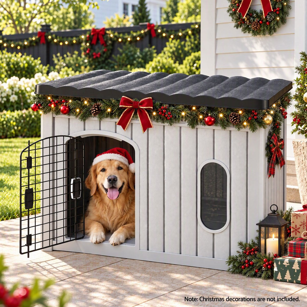i.Pet Large Dog House Outdoor Pet Kennel 109cm Grey