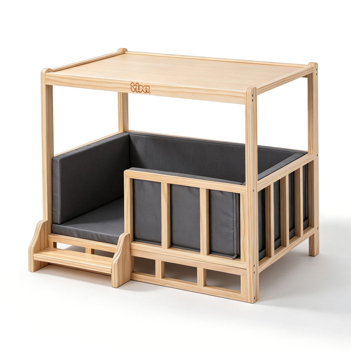 i.Pet 2-in-1 Dog Kennel Crate Furniture Wooden House Grey