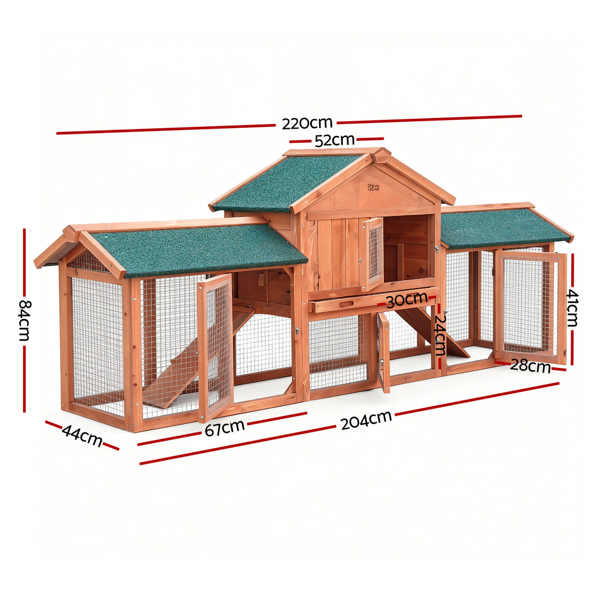 i.Pet Wooden Chicken Coop Rabbit Hutch with Run, Large