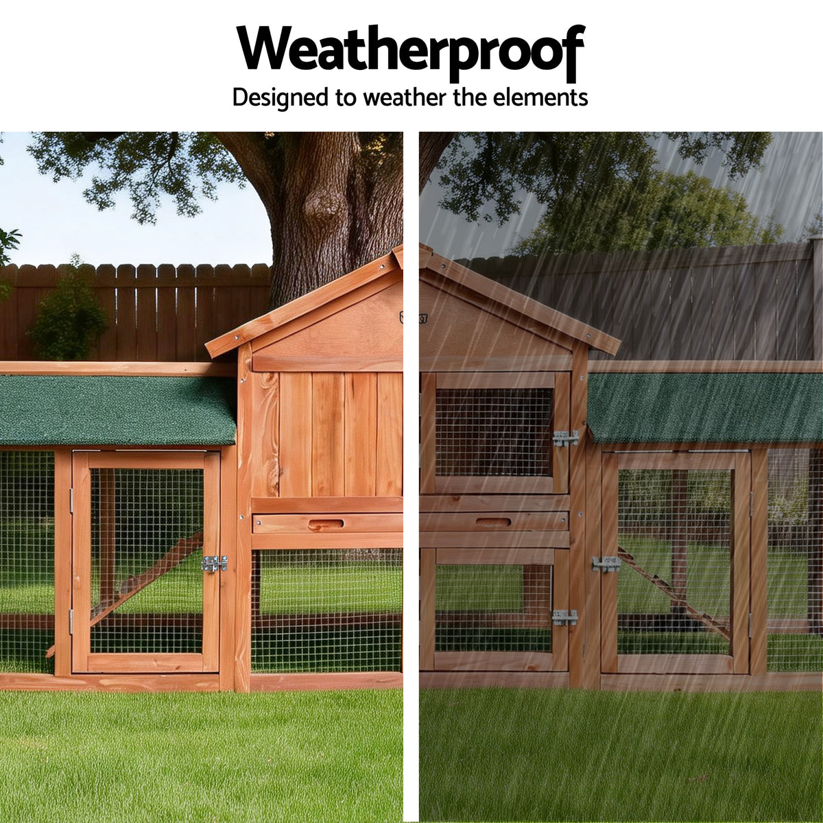 i.Pet Wooden Chicken Coop Rabbit Hutch with Run, Large