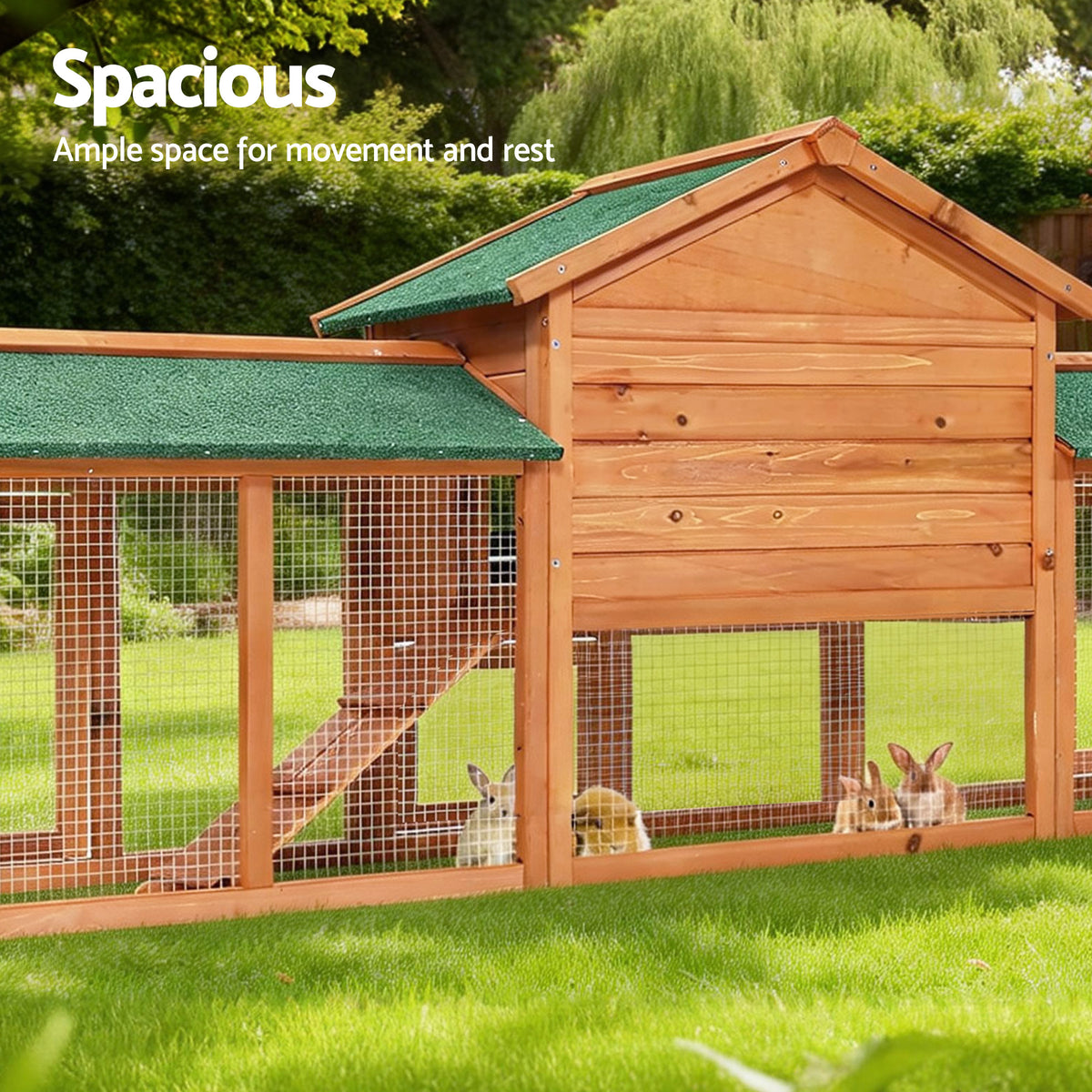 i.Pet Wooden Chicken Coop Rabbit Hutch with Run, Large