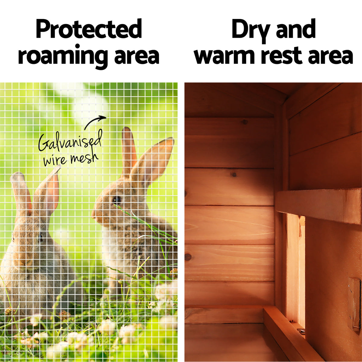 i.Pet Wooden Chicken Coop Rabbit Hutch with Run, Large