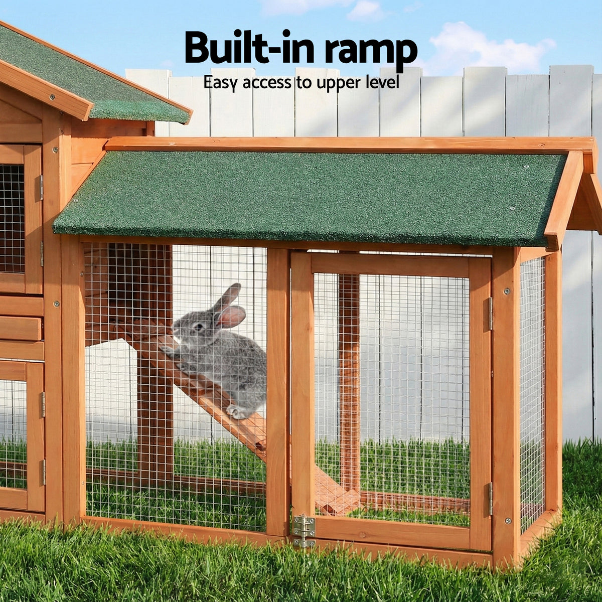 i.Pet Wooden Chicken Coop Rabbit Hutch with Run, Large