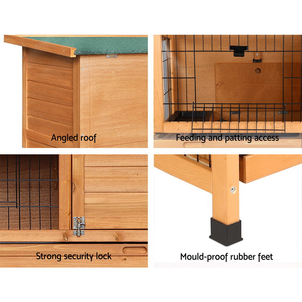 i.Pet Large Wooden Rabbit Hutch Chicken Coop 3-Tier Outdoor