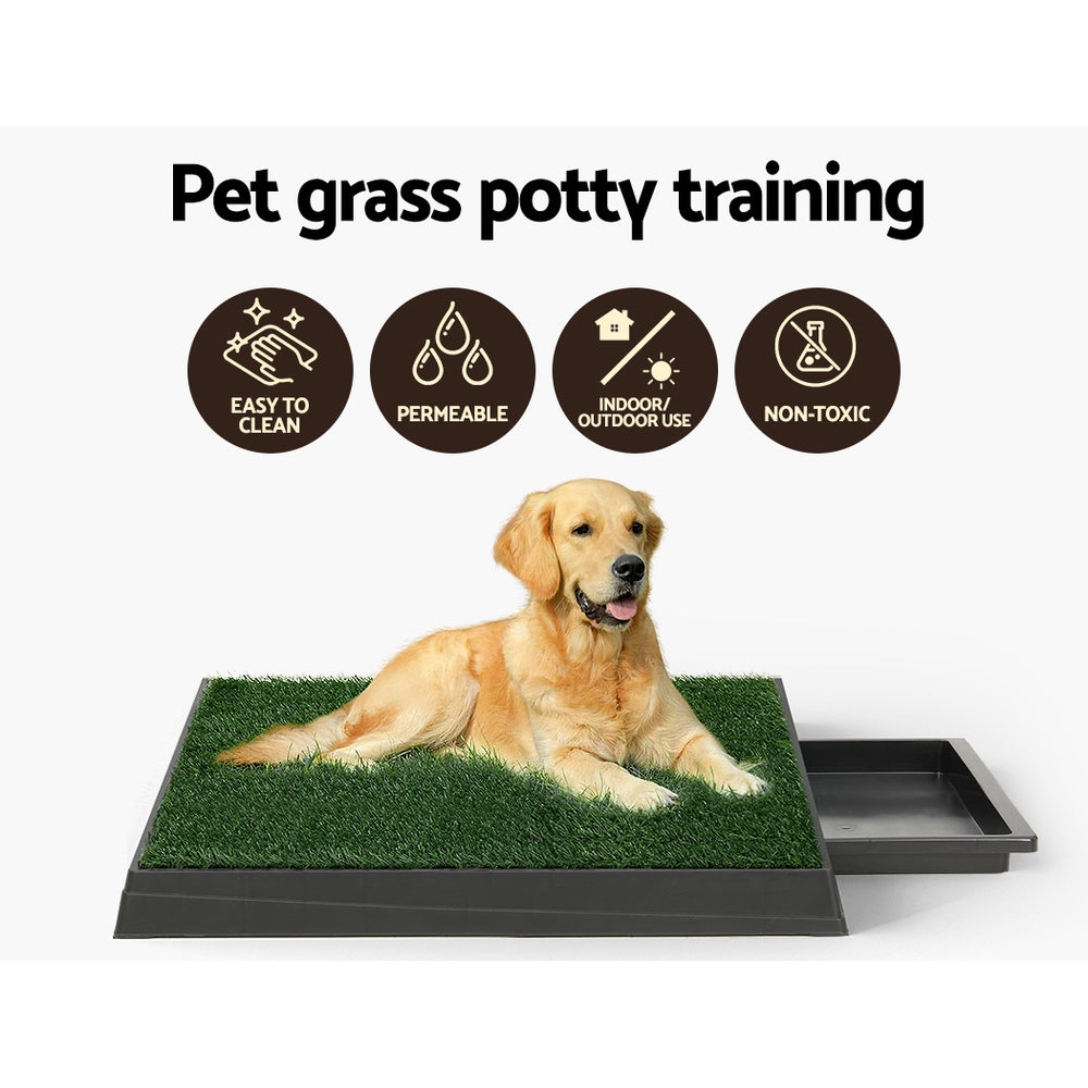 i.Pet Large Dog Potty Training Pad Tray Grass Mat Black/Green