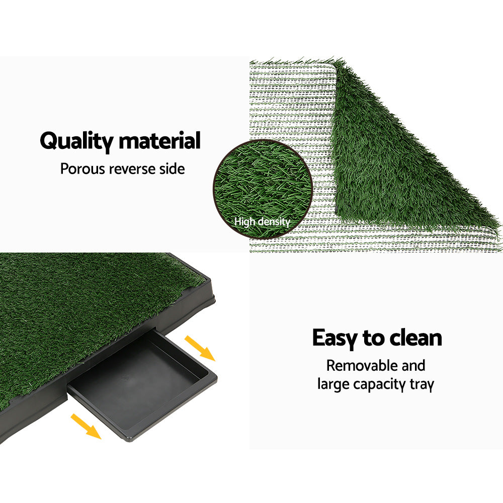 i.Pet Large Dog Potty Training Pad Tray Grass Mat Black/Green