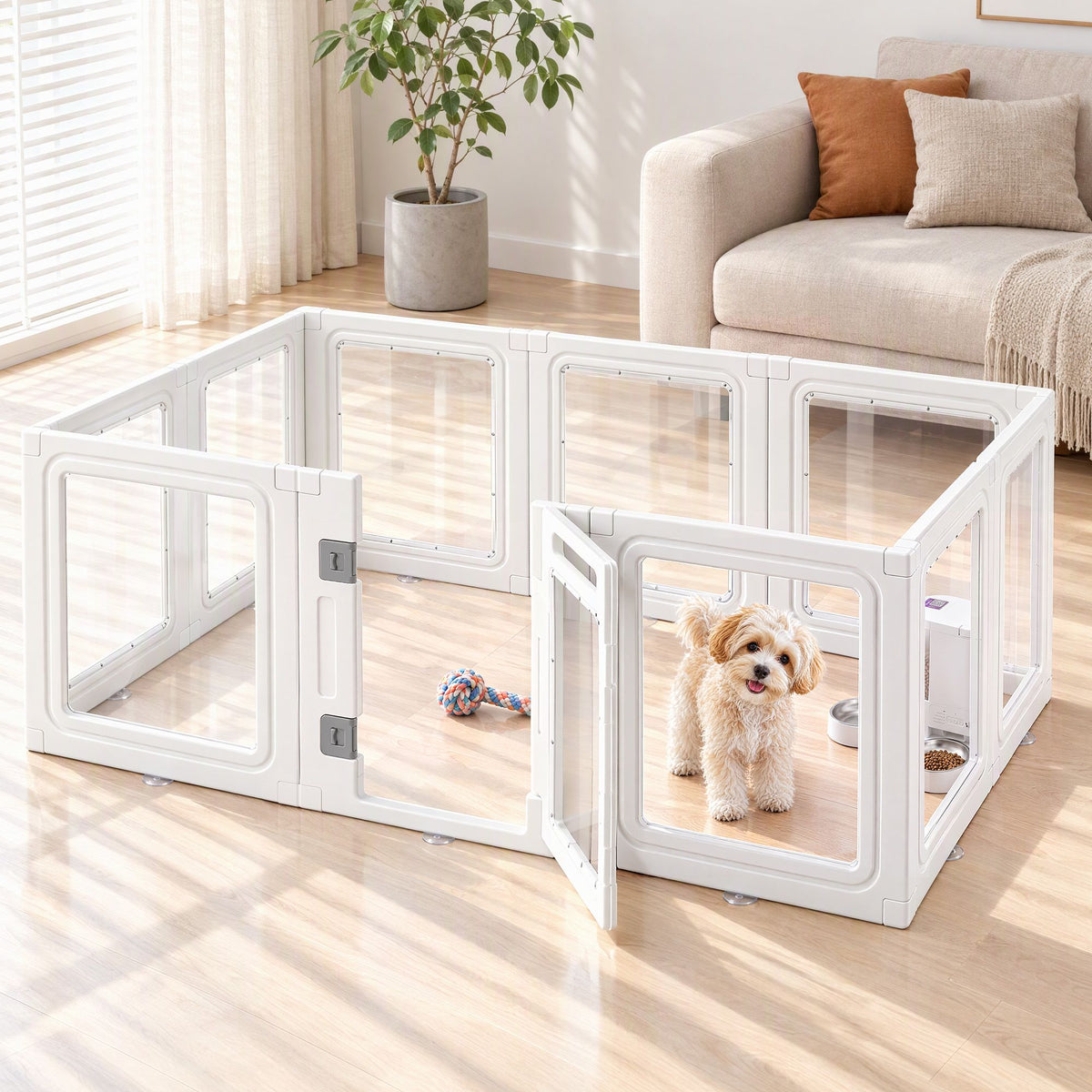 i.Pet Dog Playpen 10 Panel Clear Pet Enclosure