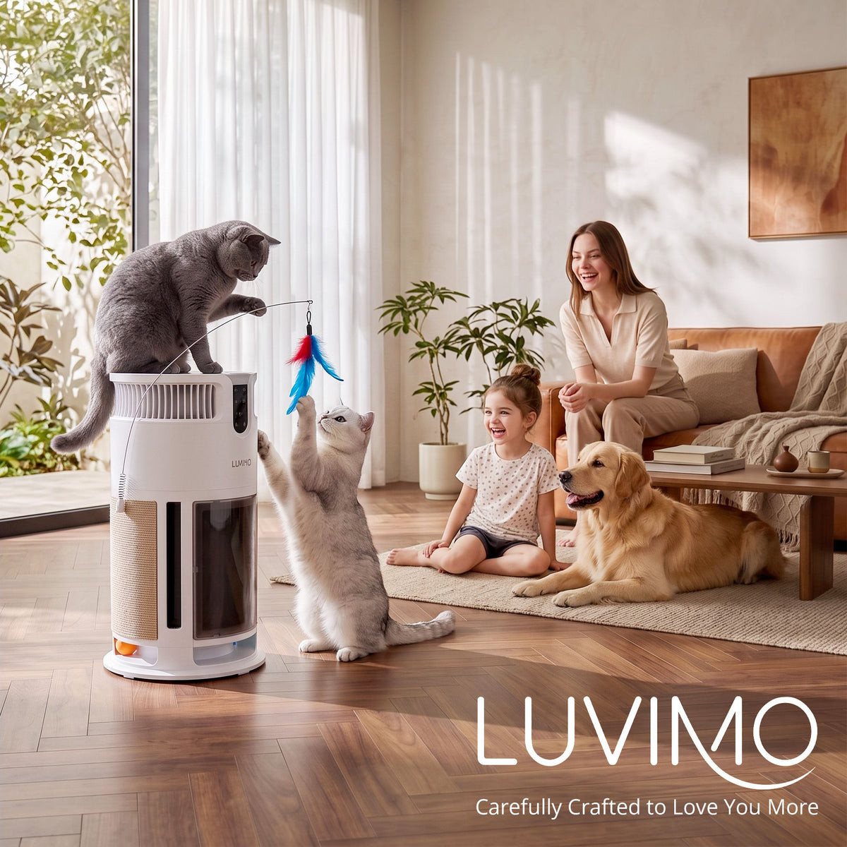 LUVIMO Pet Air Purifier H13 HEPA Smart Air Cleaner CADR 350 w/ Cat Toys for Home