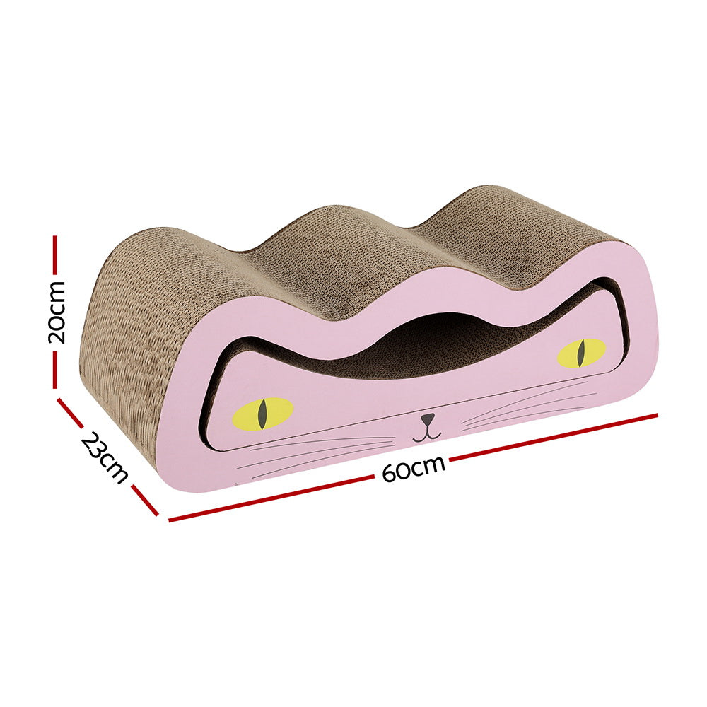 i.Pet Cat Scratching Board Cardboard Curved Brown Pink Catnip