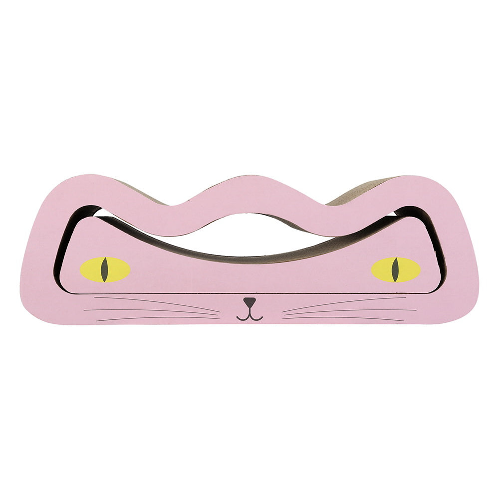i.Pet Cat Scratching Board Cardboard Curved Brown Pink Catnip