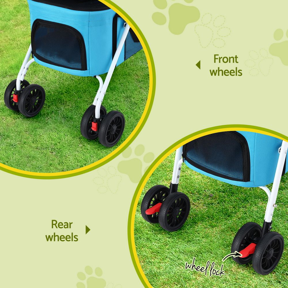i.Pet 2-Tier Pet Stroller 25kg Capacity with 400 Training Pads