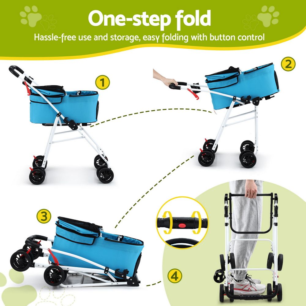 i.Pet 2-Tier Pet Stroller 25kg Capacity with 400 Training Pads