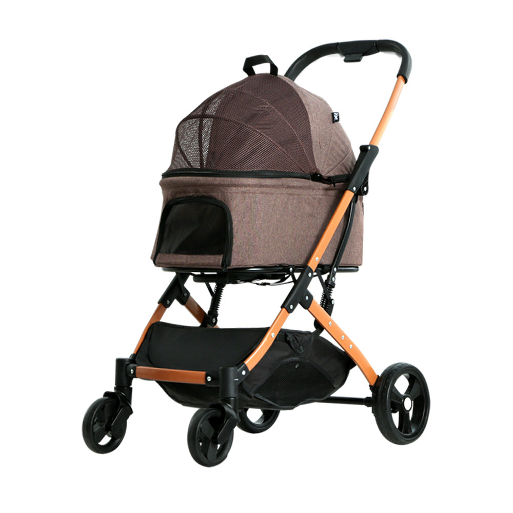i.Pet Large Pet Stroller Foldable 4-Wheel Pram Brown