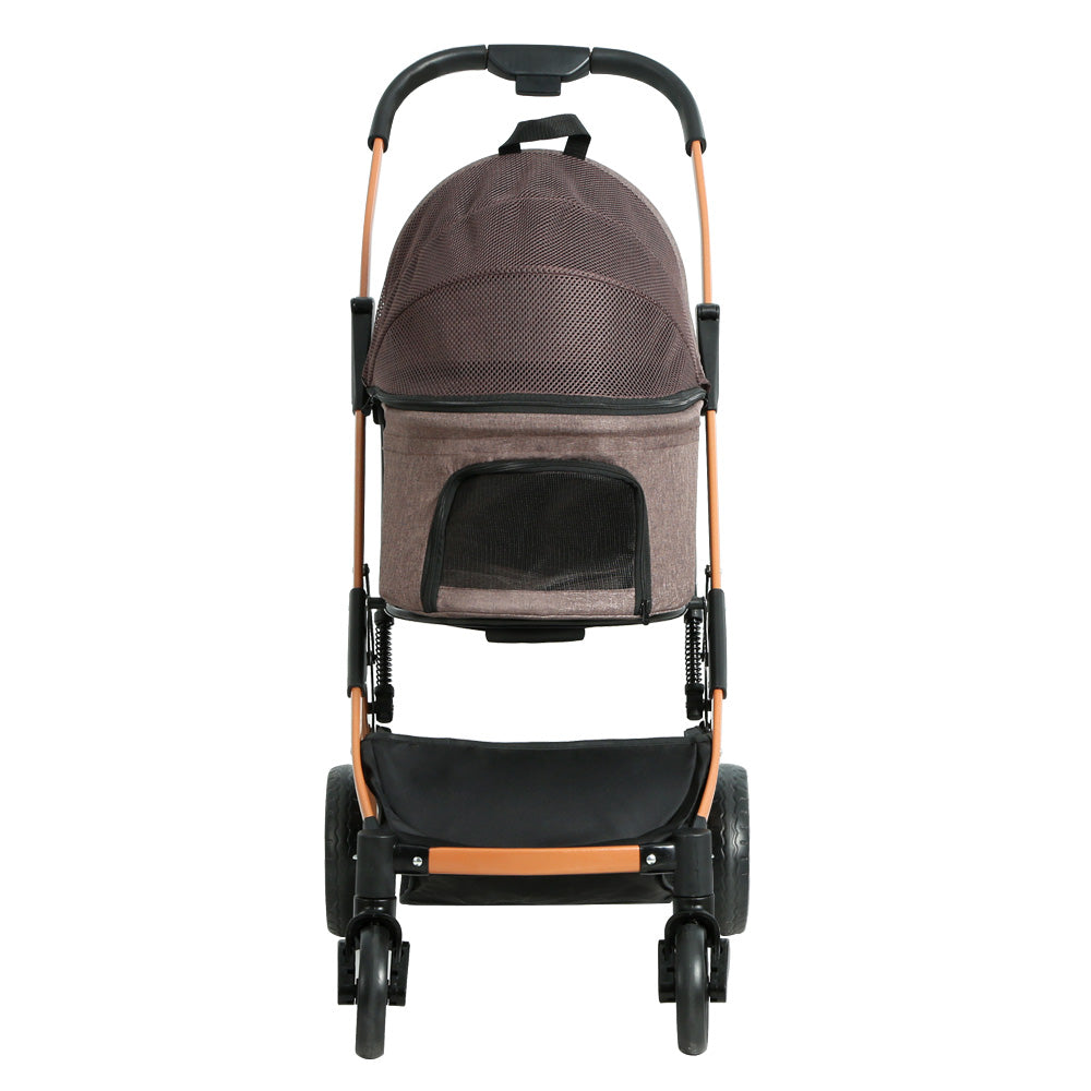 i.Pet Large Pet Stroller Foldable 4-Wheel Pram Brown