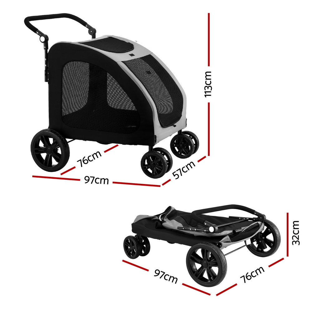 i.Pet Pet Stroller Large Foldable Dog and Cat Pram 4 Wheels