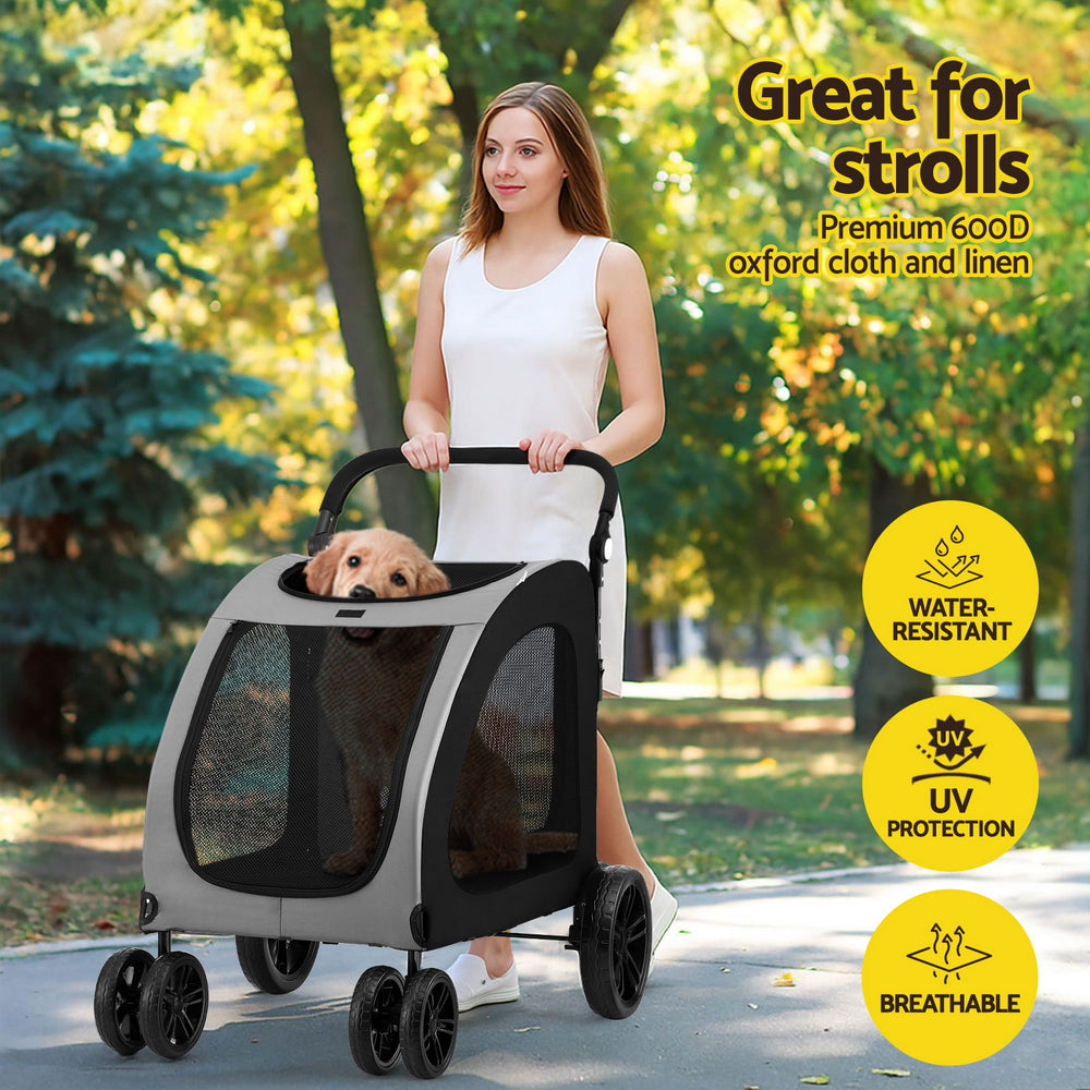 i.Pet Pet Stroller Large Foldable Dog and Cat Pram 4 Wheels
