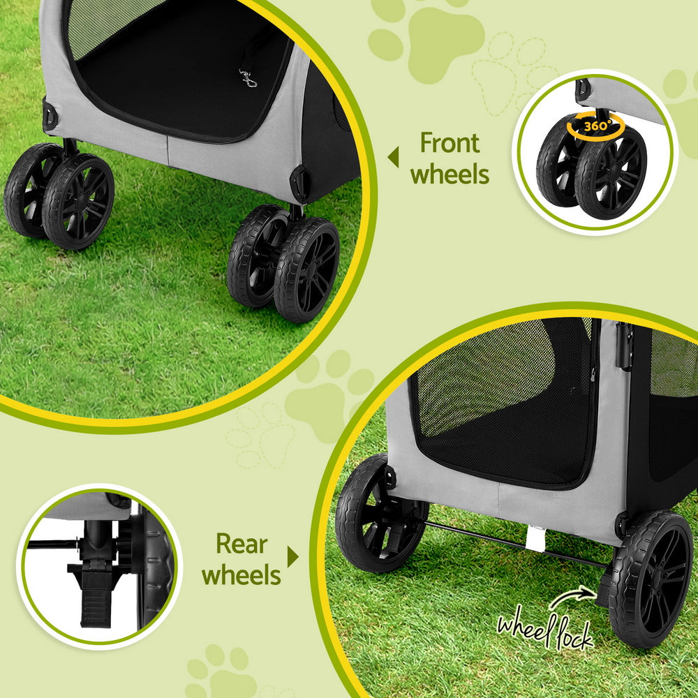 i.Pet Pet Stroller Large Foldable Dog and Cat Pram 4 Wheels