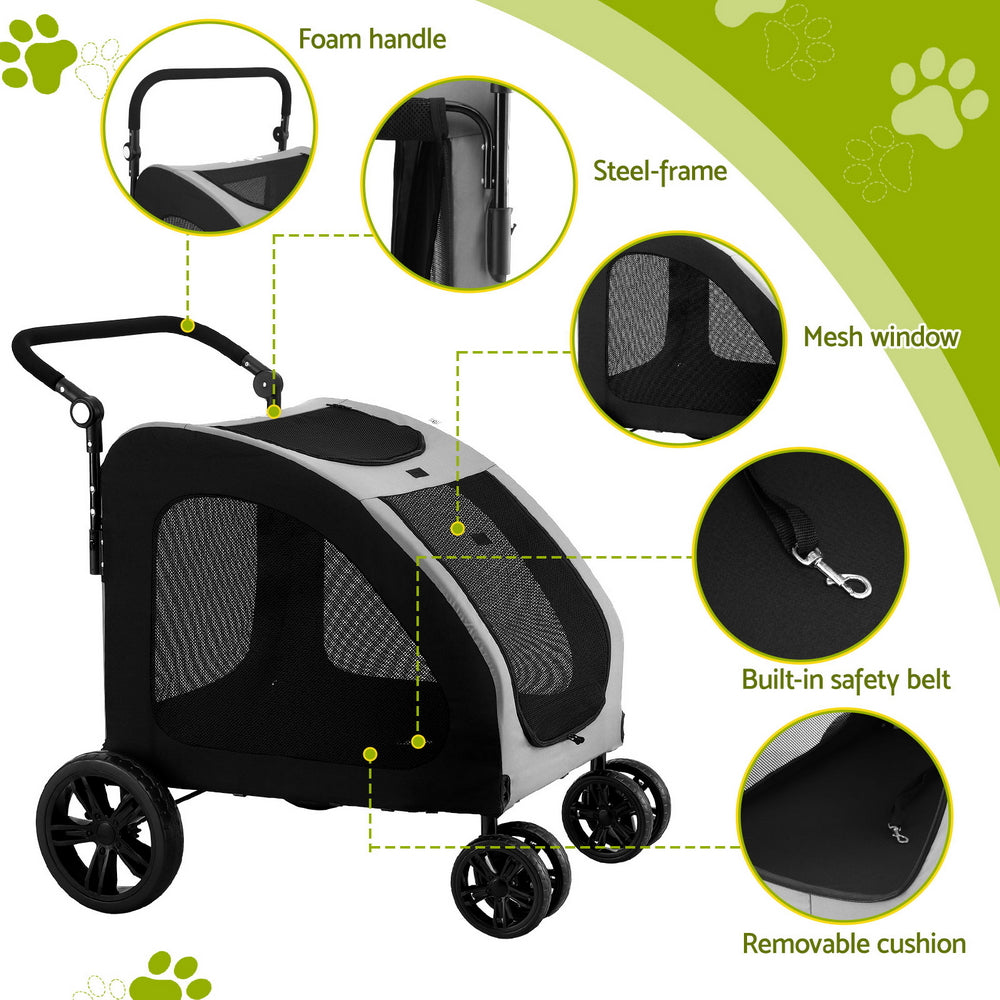 i.Pet Pet Stroller Large Foldable Dog and Cat Pram 4 Wheels