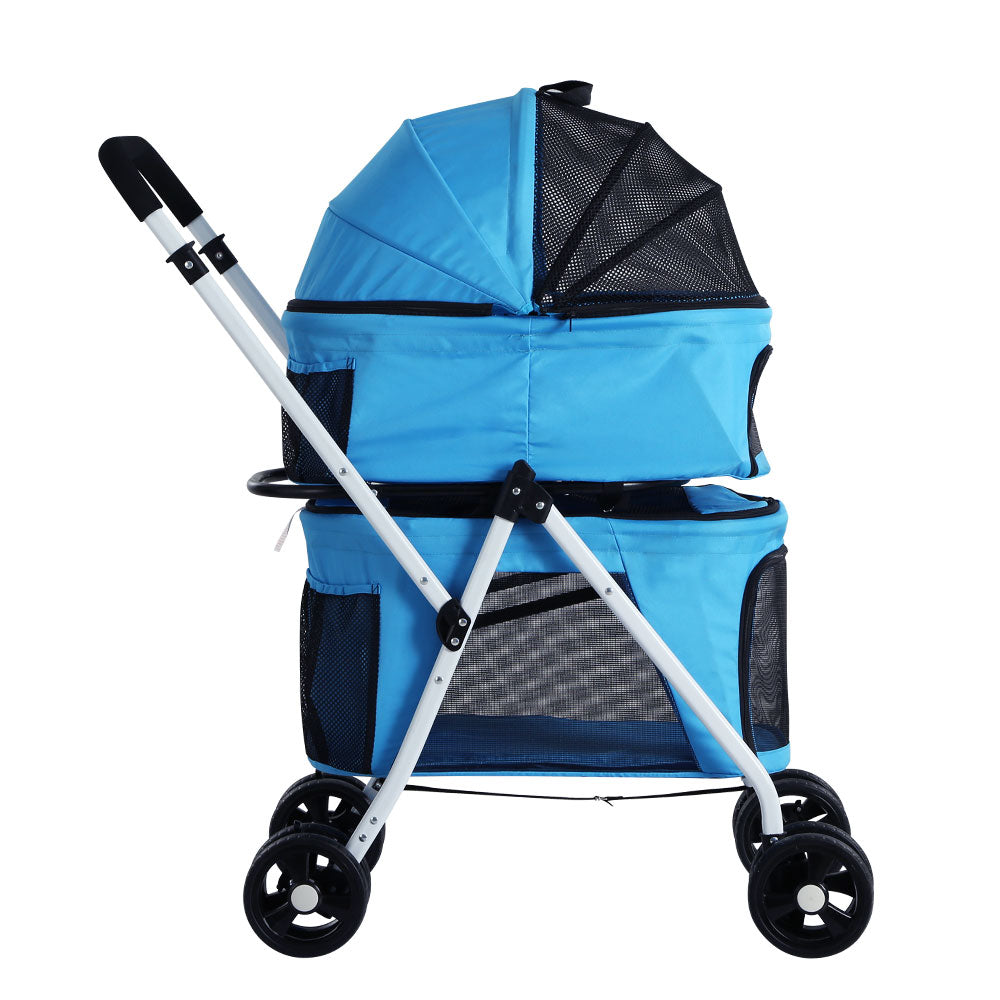 i.Pet Large Pet Stroller Foldable 4-Wheel Blue