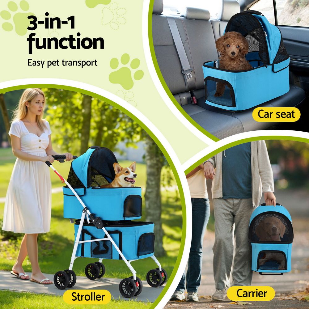 i.Pet 3-in-1 Pet Stroller Large Dog Pram Foldable