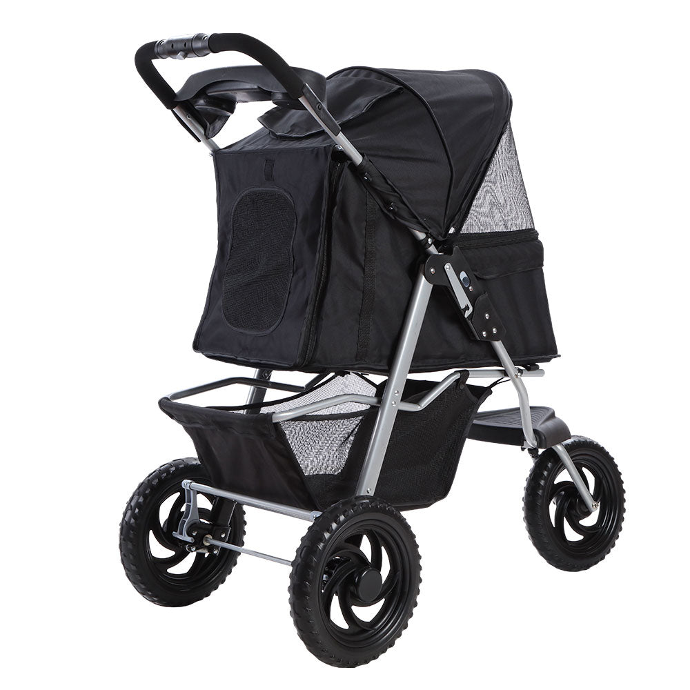 i.Pet Large Pet Stroller 3-Wheel Foldable Dog Pram Black