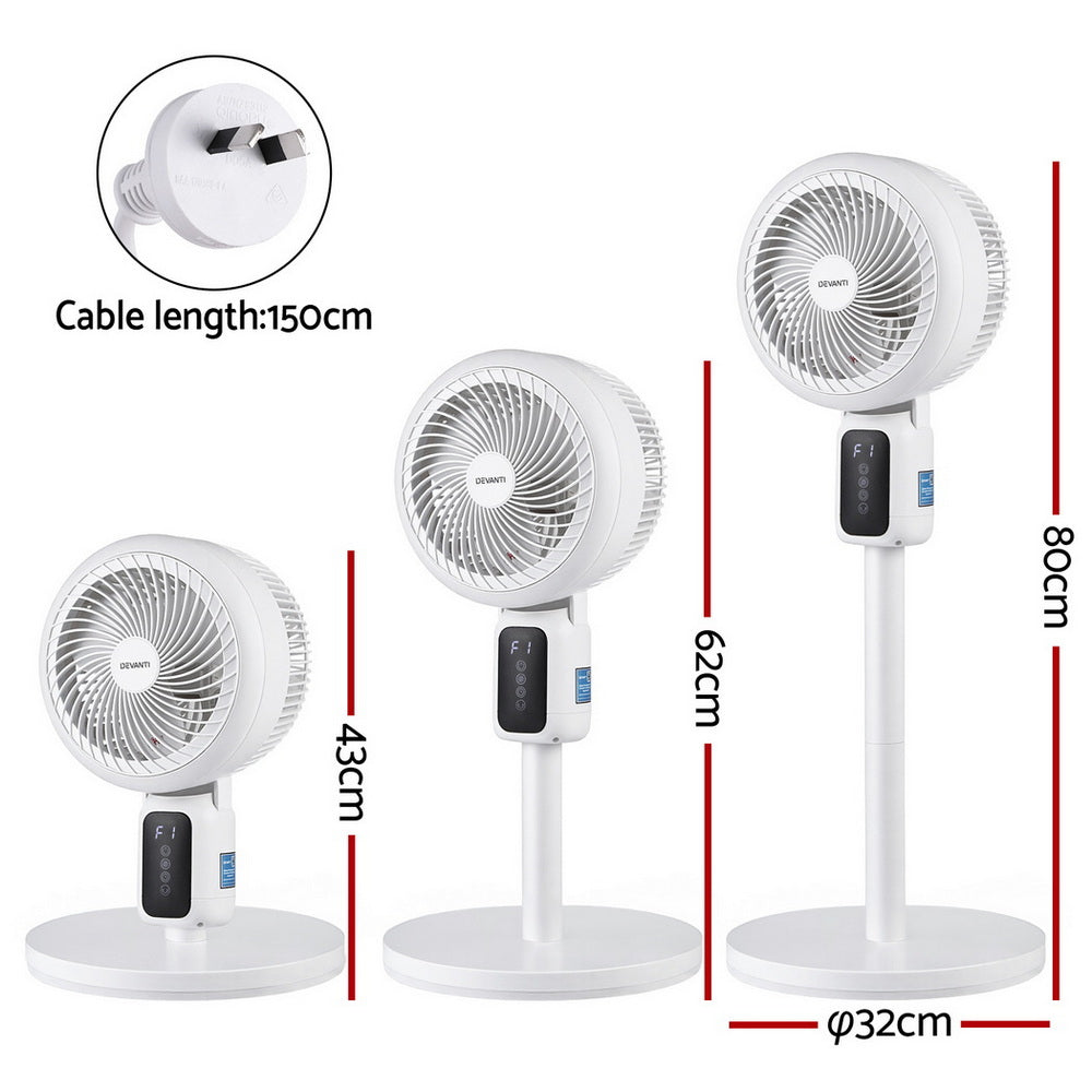 Prinetti Fan Devanti Pedestal Fan W/ Remote 3 Speed 12H Timer Height Adjustable Coo