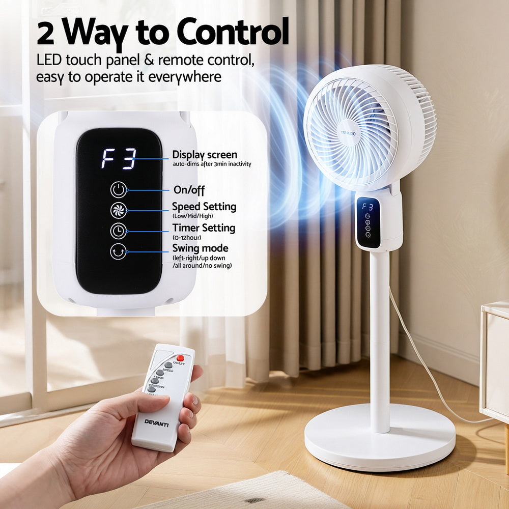 Devanti Pedestal Fan with Remote 3 Speed 12 Hour Timer