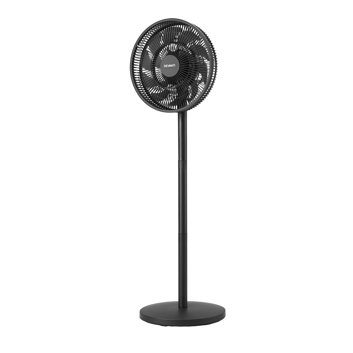 Devanti Pedestal Fan with Remote, 7 Speeds, 3 Heights, Black