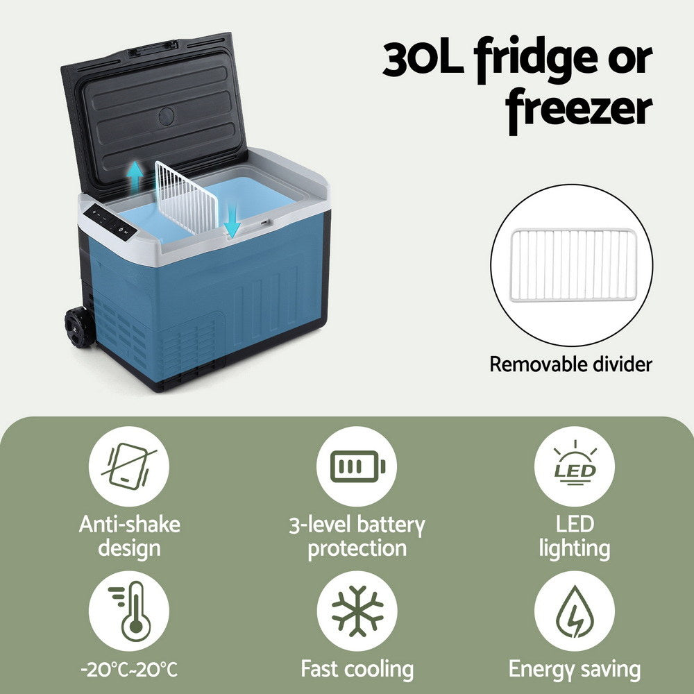 Glacio 30L Portable Fridge Freezer Camping 12V/24V/240V
