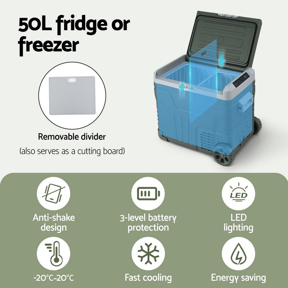 Glacio 50L Portable Fridge Freezer Camping 12V/24V/240V