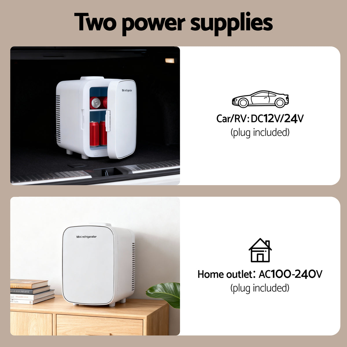 Glacio Portable Mini Fridge 13L White 12V 220V