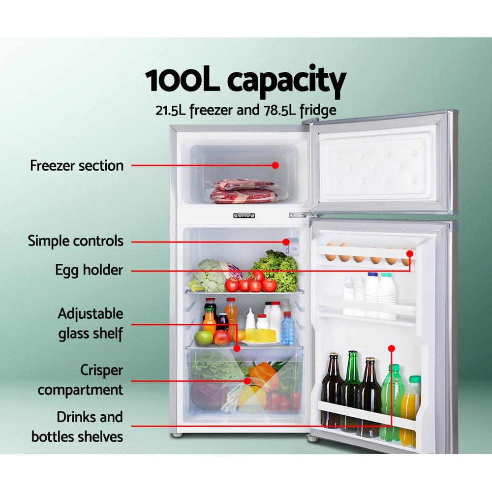 Glacio 100L Portable Fridge Freezer Caravan Camping Silver