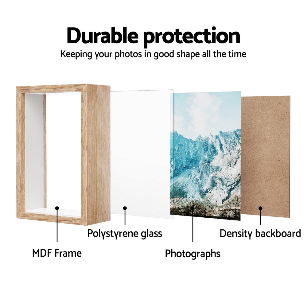 Artiss 3-Piece 3D Photo Frame Set Oak
