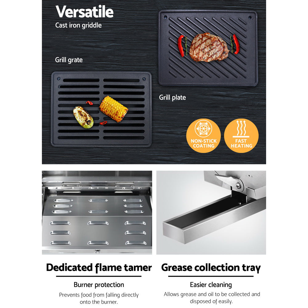 Grillz Portable Gas BBQ 2-Burner Stainless Steel Grill