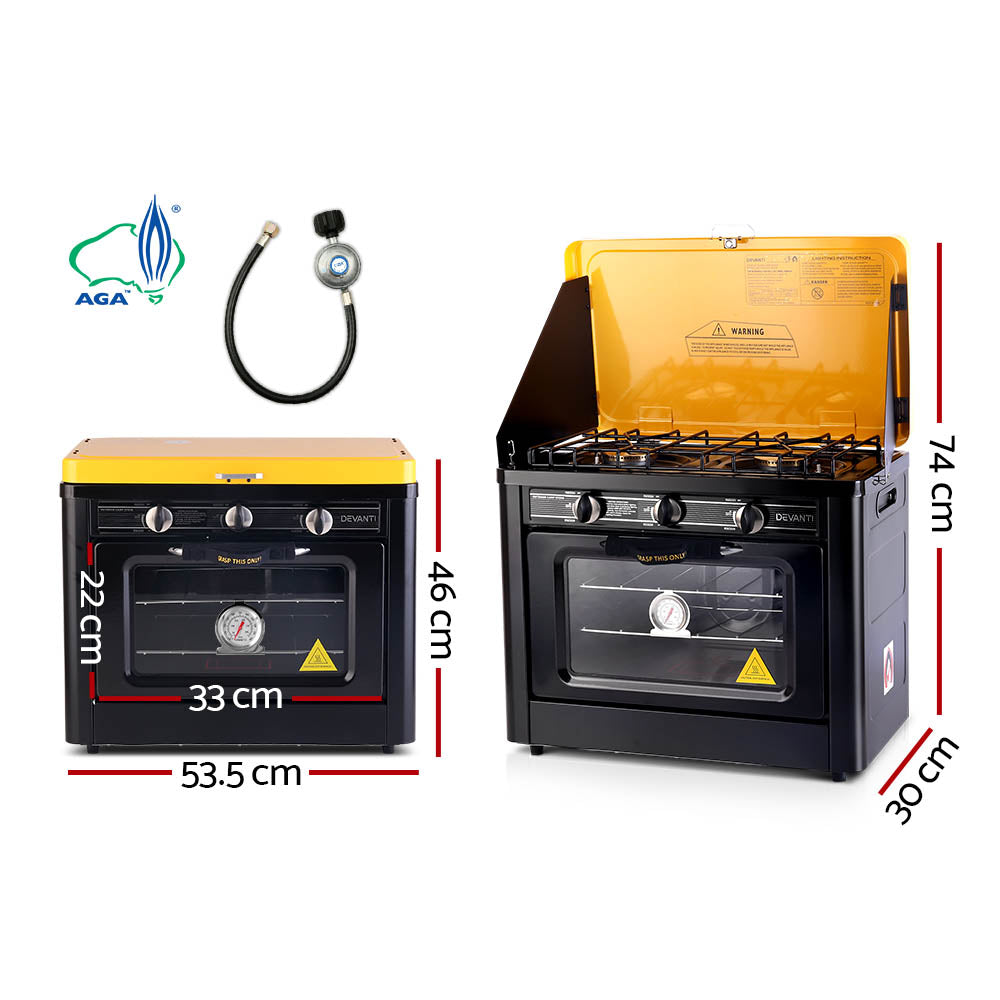 Devanti Portable LPG Gas Oven Black Camping Stove