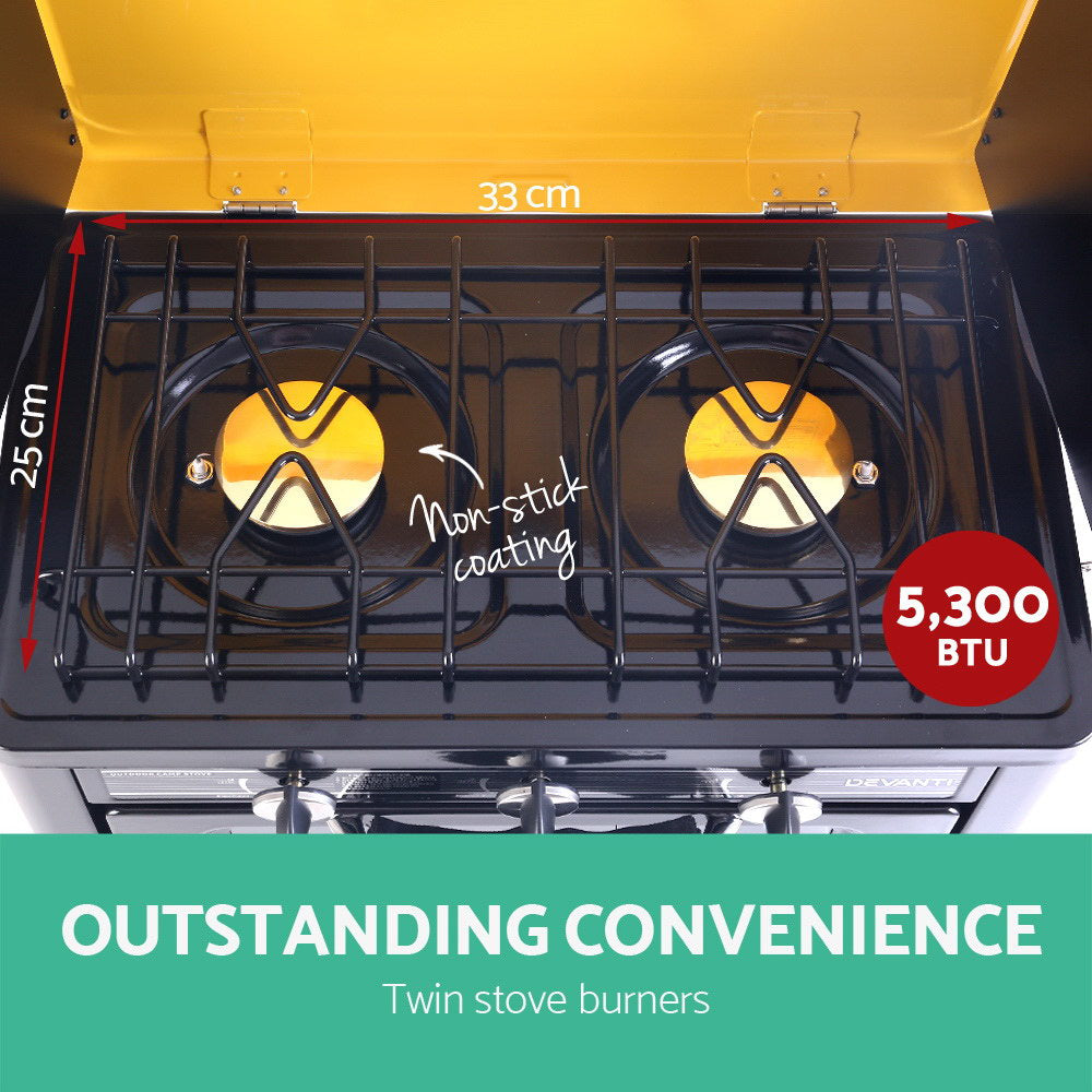 Devanti Portable LPG Gas Oven Black Camping Stove