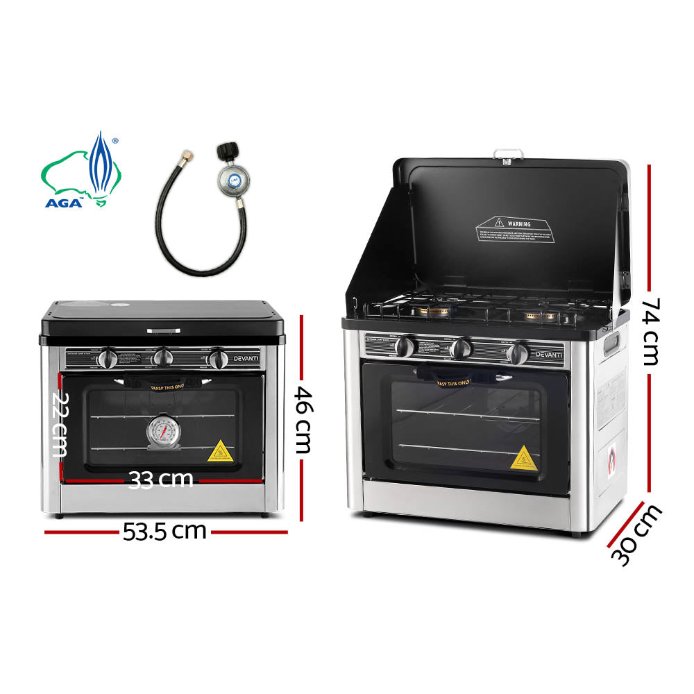 Devanti Portable LPG Gas Oven Silver Camping Stove