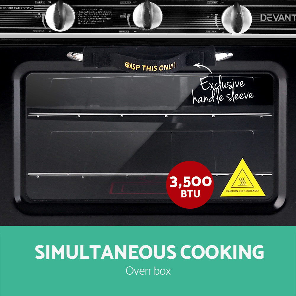 Devanti Portable LPG Gas Oven Silver Camping Stove