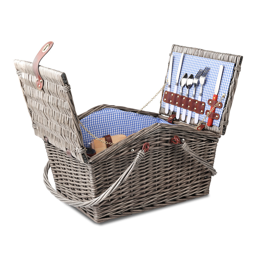 Alfresco 4 Person Picnic Basket Set Insulated with Blanket