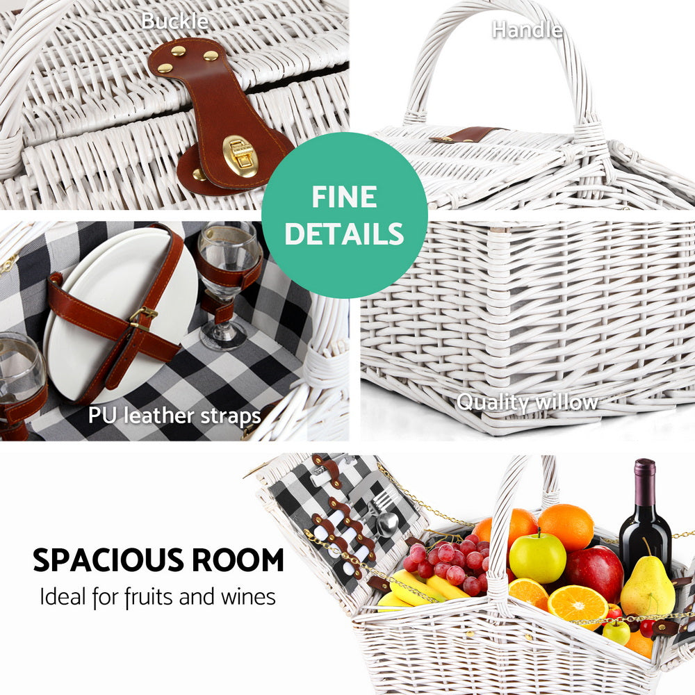 Alfresco 2 Person Willow Picnic Basket Set with Blanket